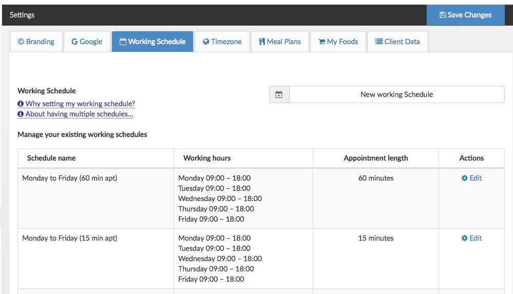 [default working schedule